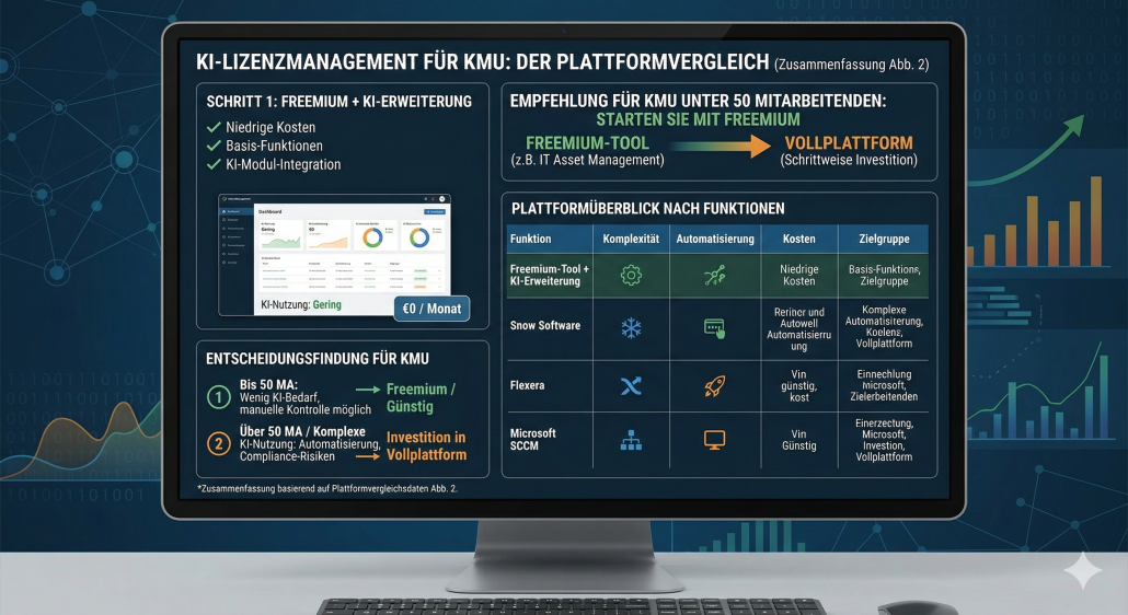 KI Lizenzmanagement im KMU: So nutzen Sie KI-Agenten für Ihre Software-Lizenzen 2 Vergleich verschiedener KI-Lizenzmanagement-Plattformen
