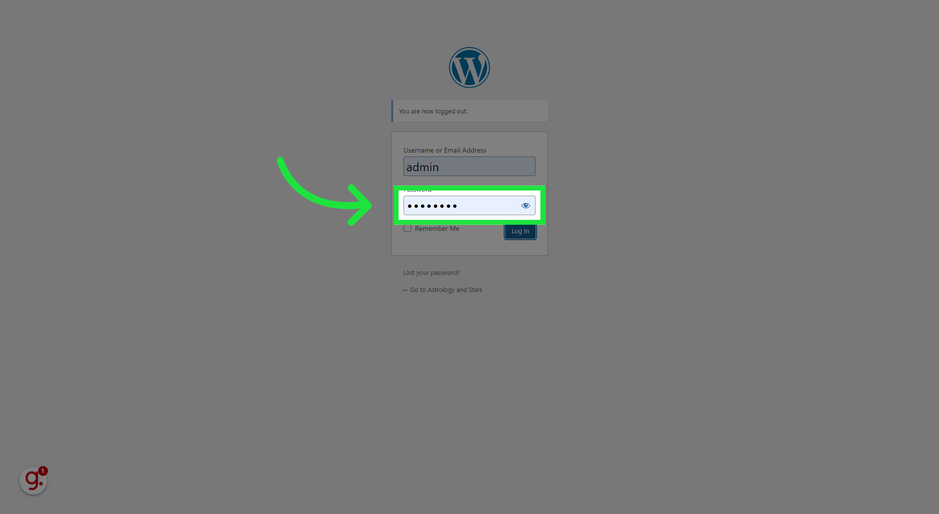 Wordpress Beitrag bearbeiten 33 Gib oben deinen Benutzernamen und darunter das Passwort ein